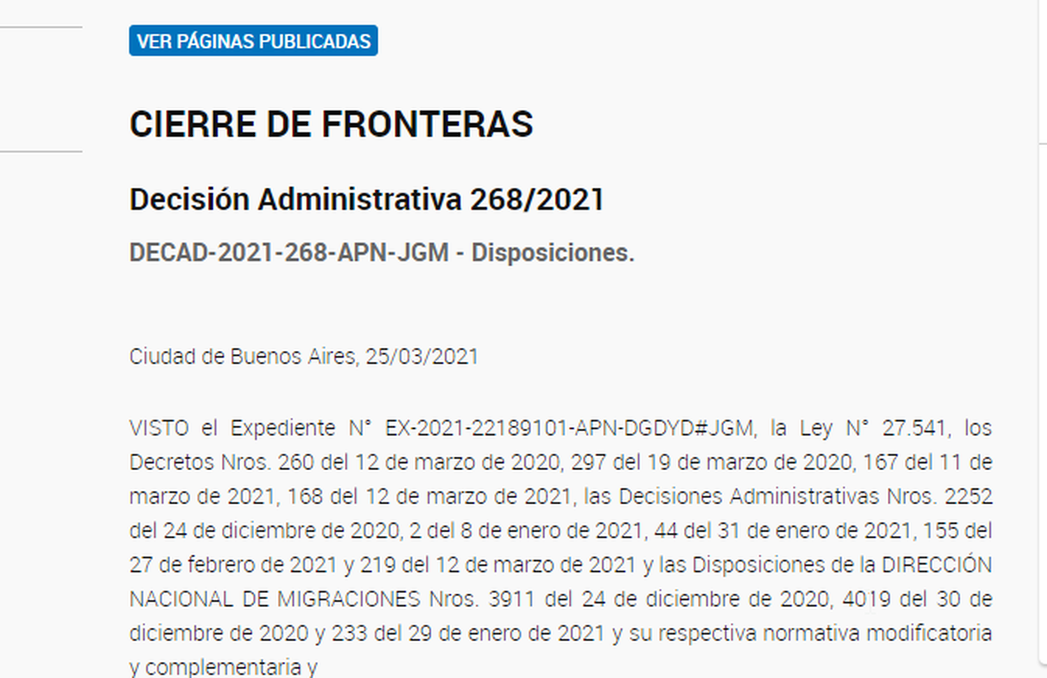 Oficial: Argentina cierra la frontera a los vuelos de México, Brasil y Chile e impone tests a cargo del pasajero y cuarentena obligatoria al arribo