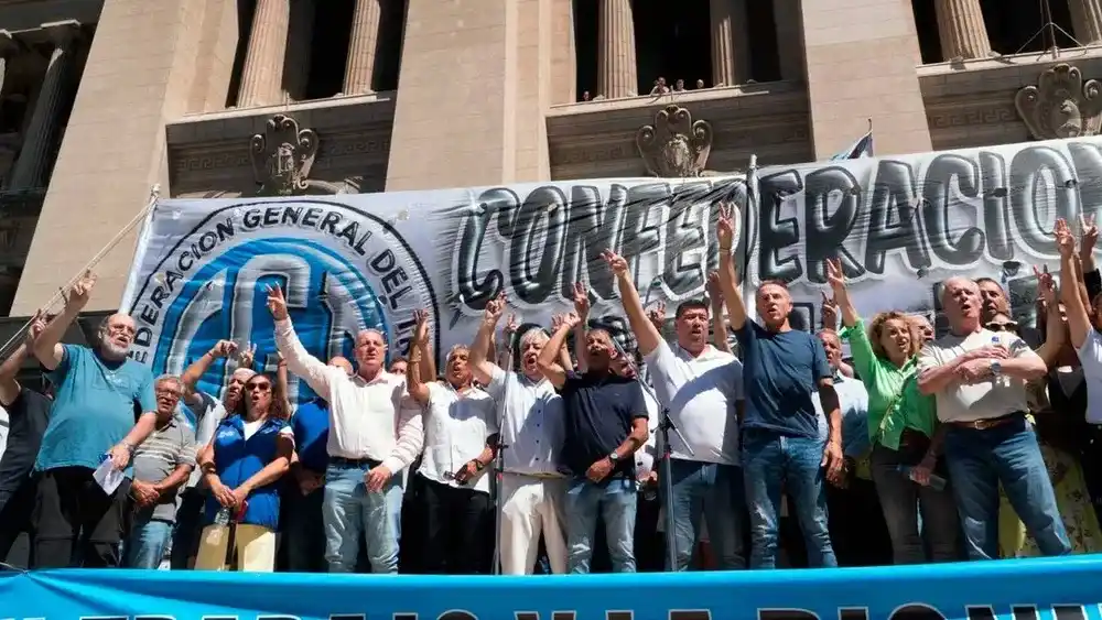 La protesta de la CGT contra la Ley de Modernización Laboral.