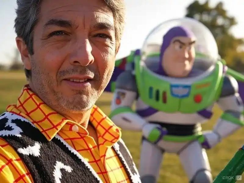 Ricardo Darín como Woody junto al muñeco Buzz Lightyear.