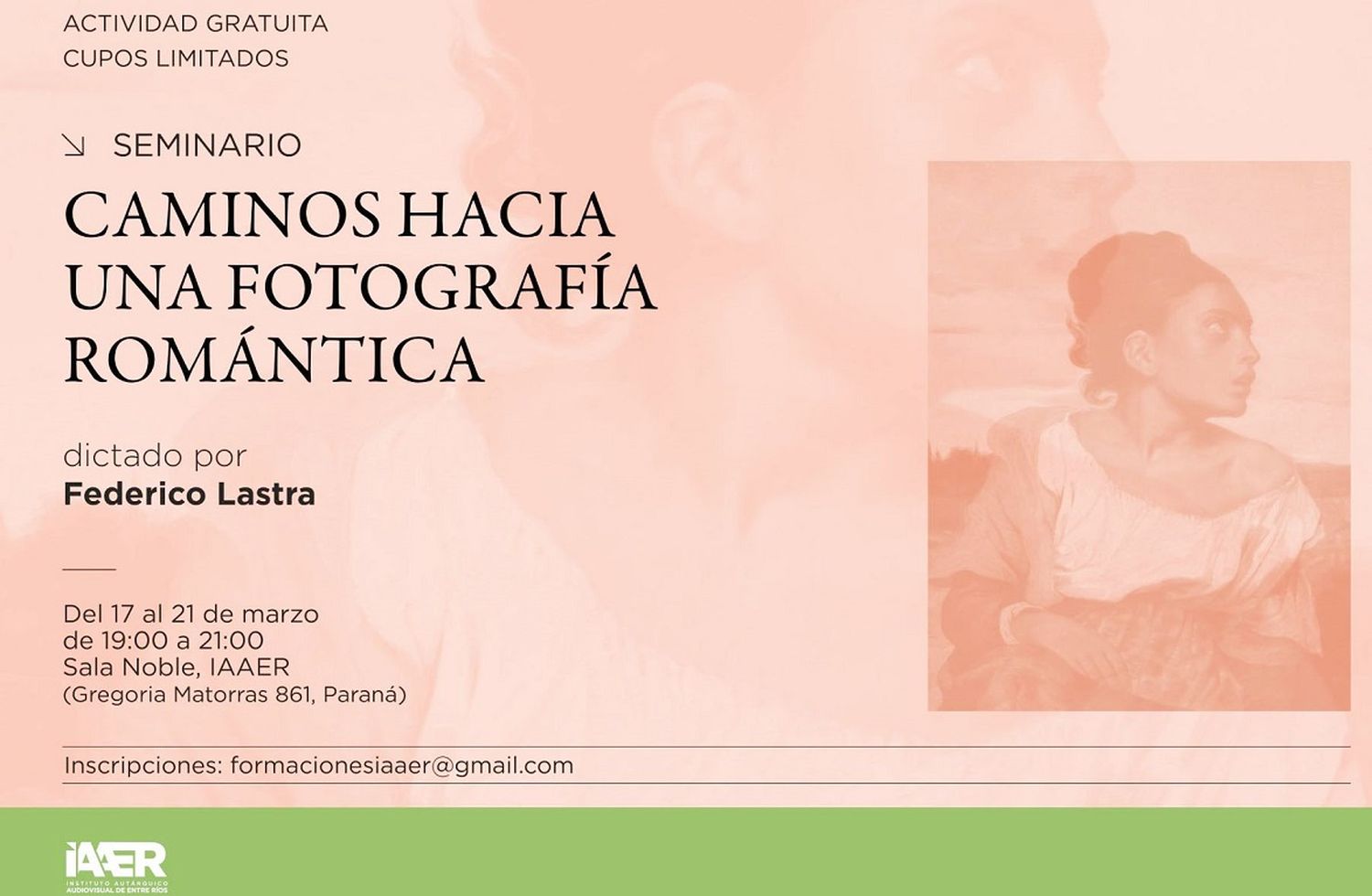 El fotógrafo Federico Lastra dictará un seminario en el IAAER