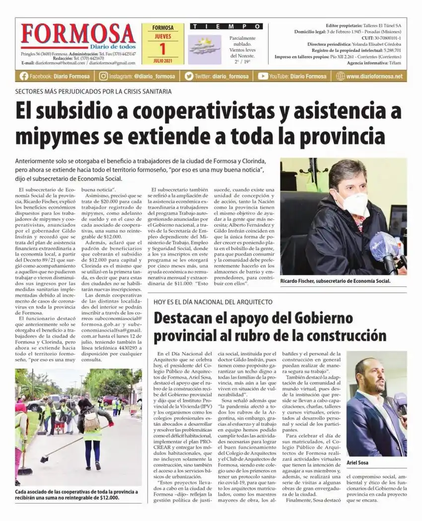 Tapa y Contratapa 1 de julio de 2021