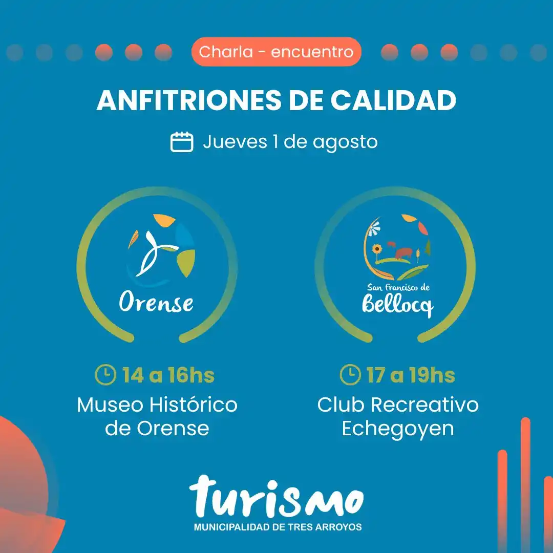 Ciclo de Charlas de Turismo y Desarrollo: “Comunidad Anfitriona” en Orense y Bellocq