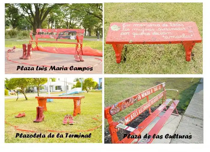 Se inauguraron  tres bancos rojos