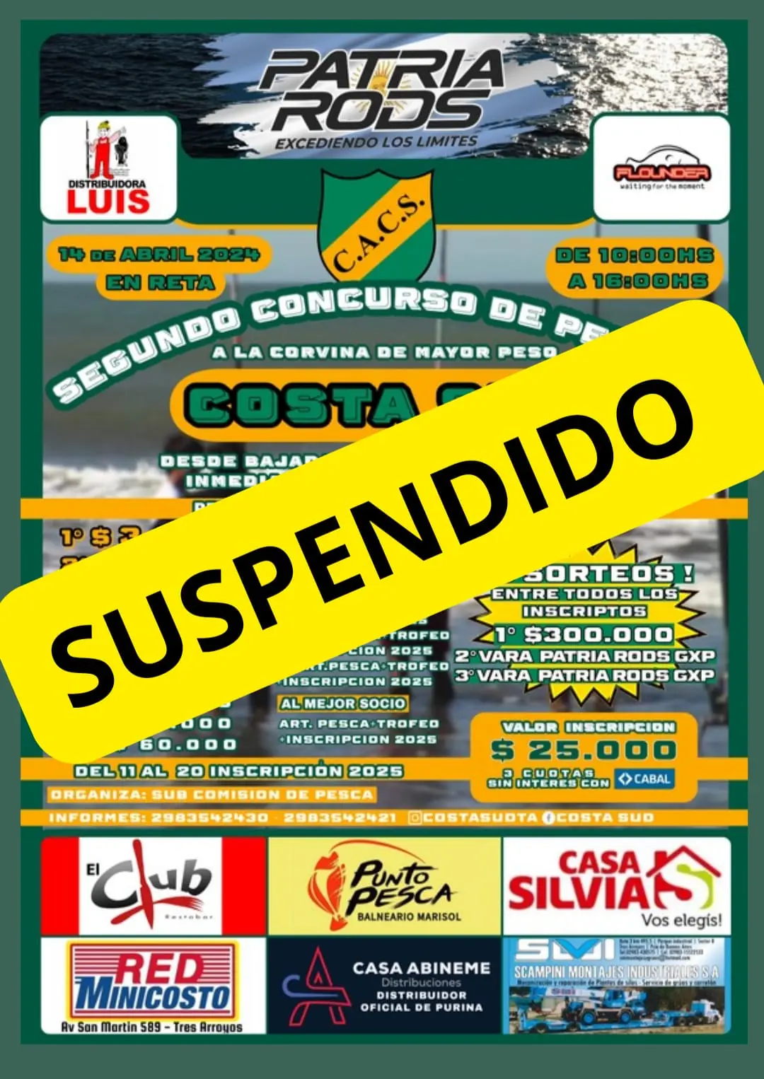 Suspendido el concurso de pesca de Costa Sud