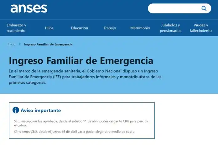 Los beneficiarios del IFE con trámite aprobado ya pueden ingresar a la web de Anses