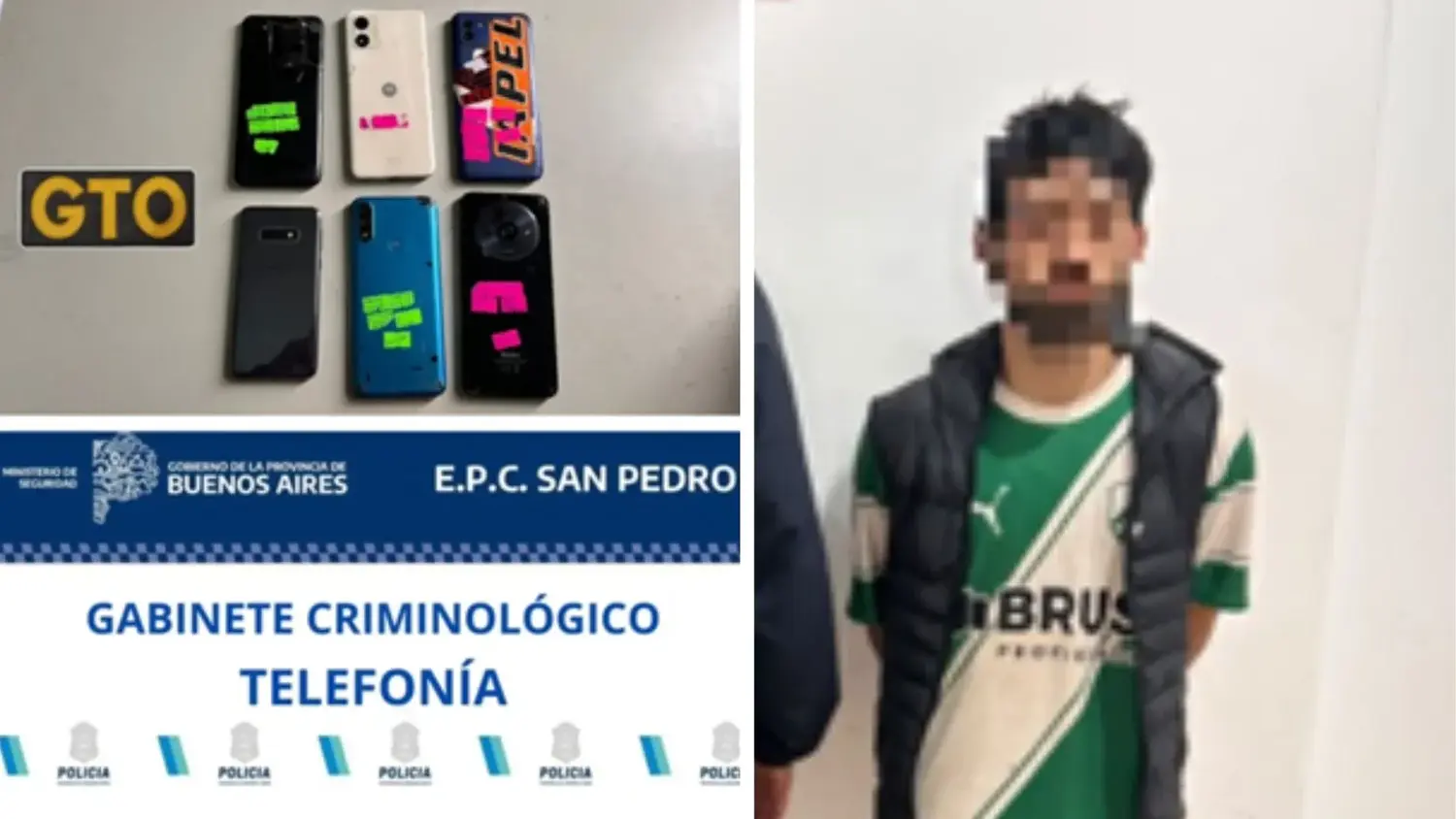 La policía apresó a un sujeto y secuestró varios celulares.