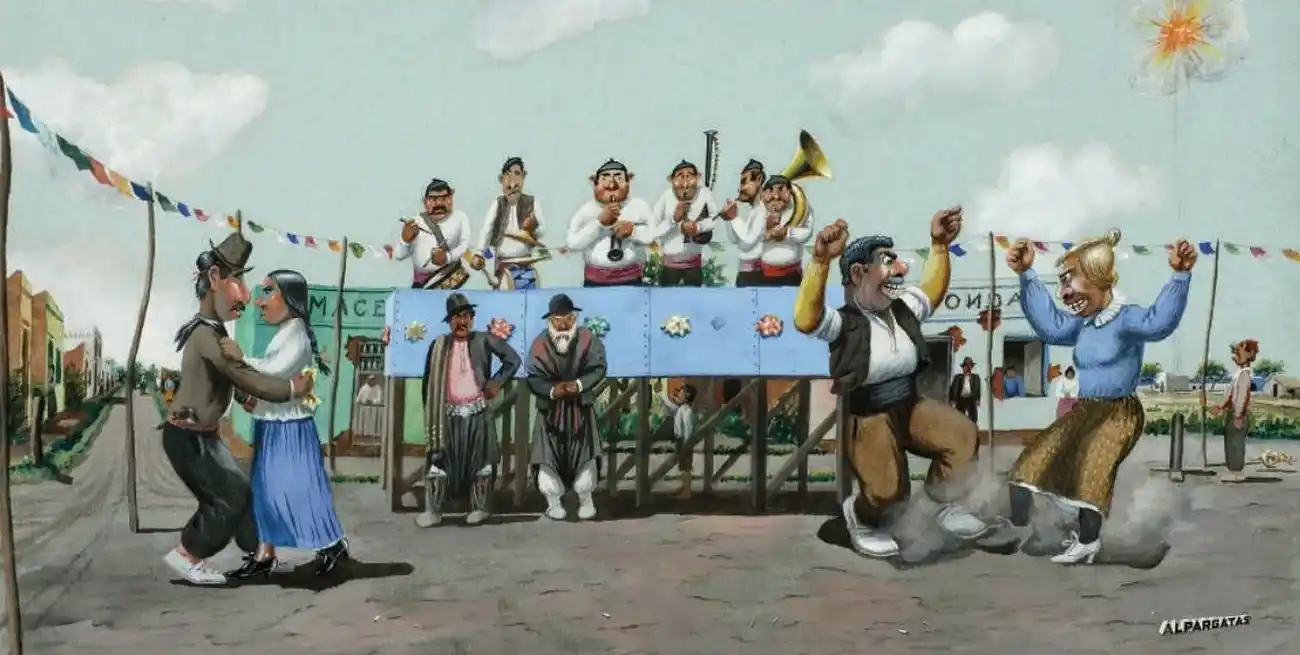 "Vaca… yendo la gente al baile", publicada en 1941. Foto: Museo Zorrilla Uruguay