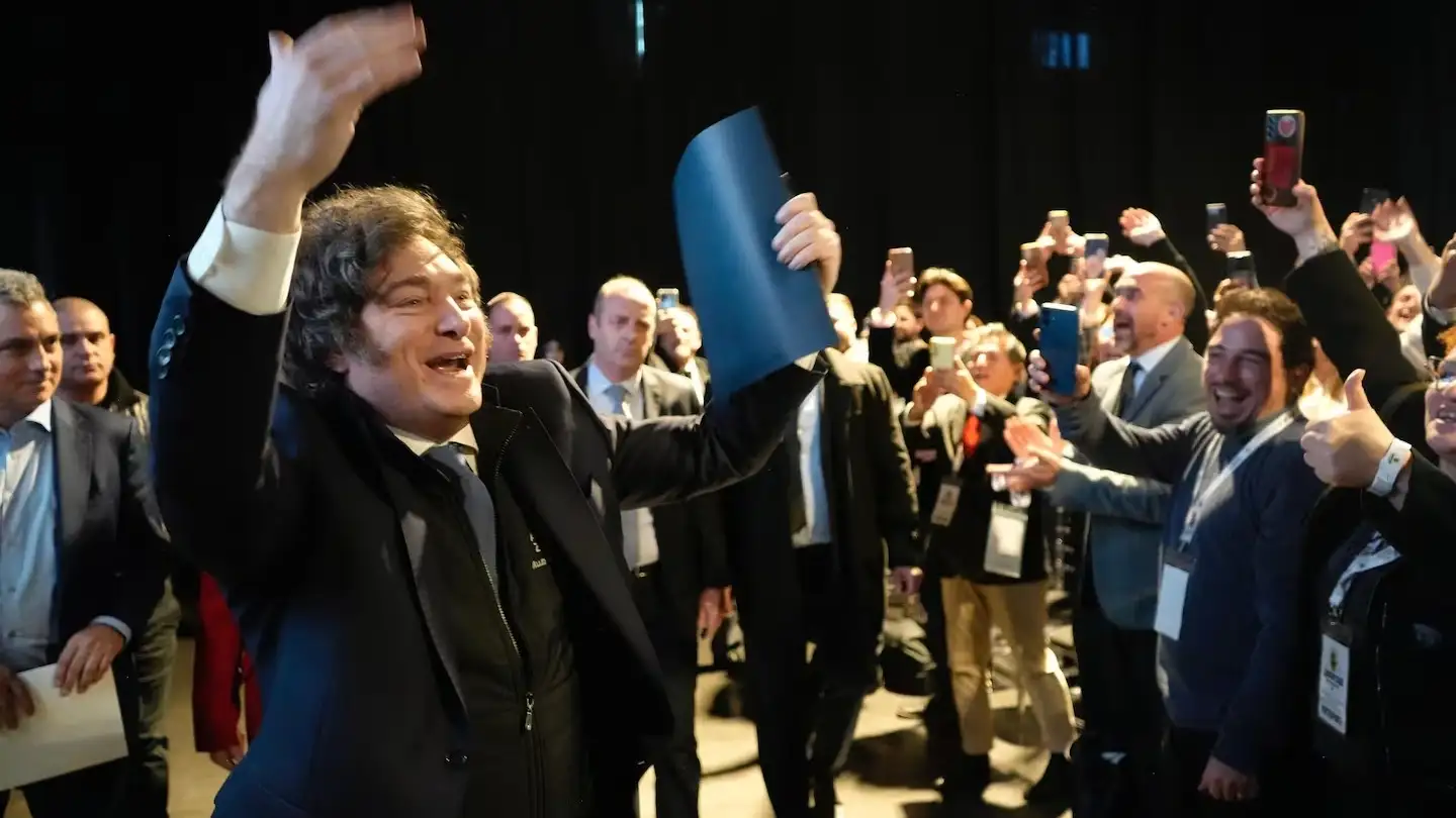 Milei tras su discurso de cierre en el congreso libertario en La Plata. (Foto: prensa LLA).