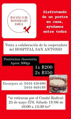 La Juventud Radical colabora hoy con el Hospital