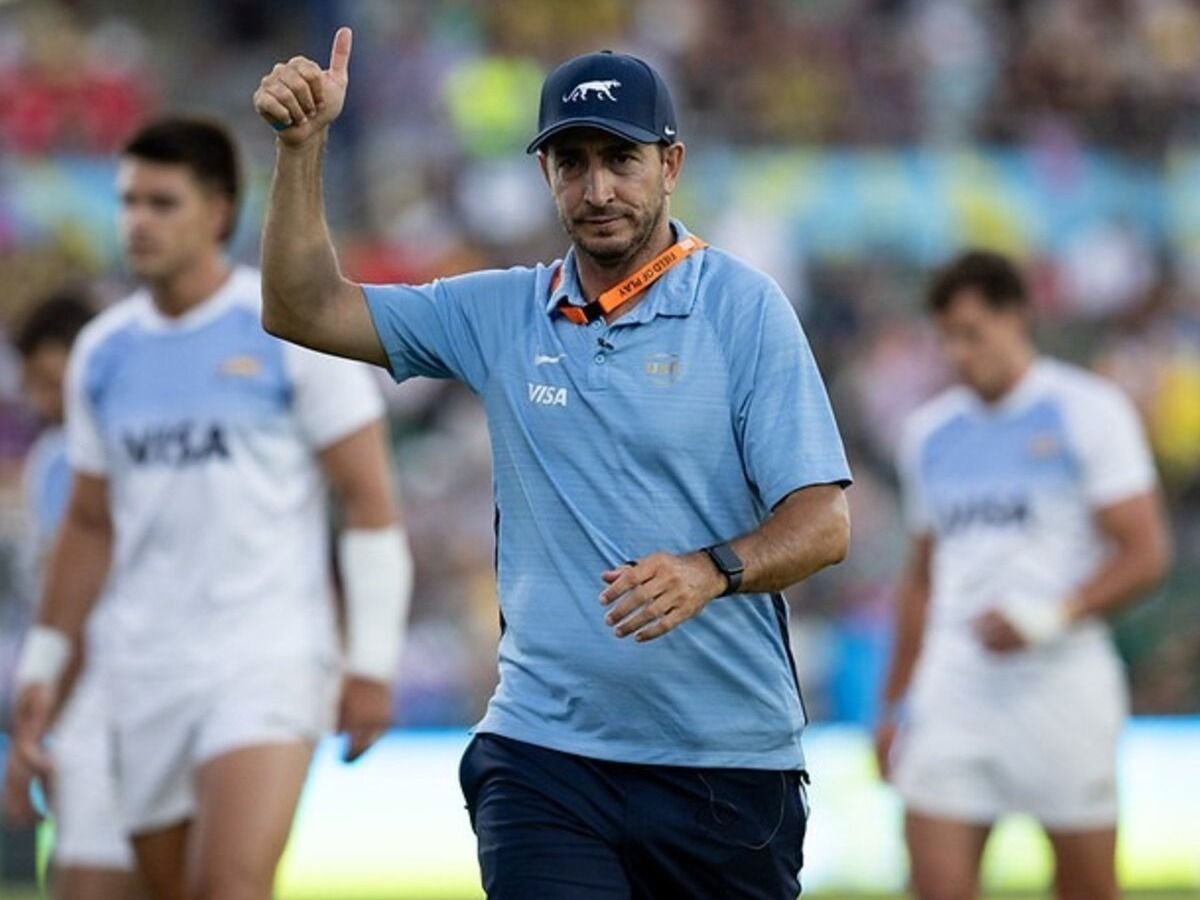 El coach de los Pumas 7, Santiago Gómez Cora hoy en Rafaela.Foto:UAR