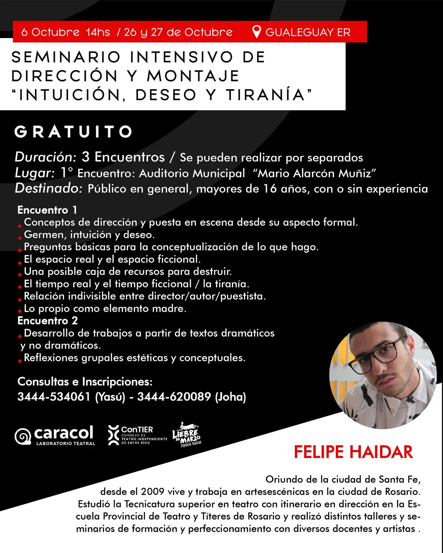 Se realizará una clase maestra de dirección y montaje de teatro