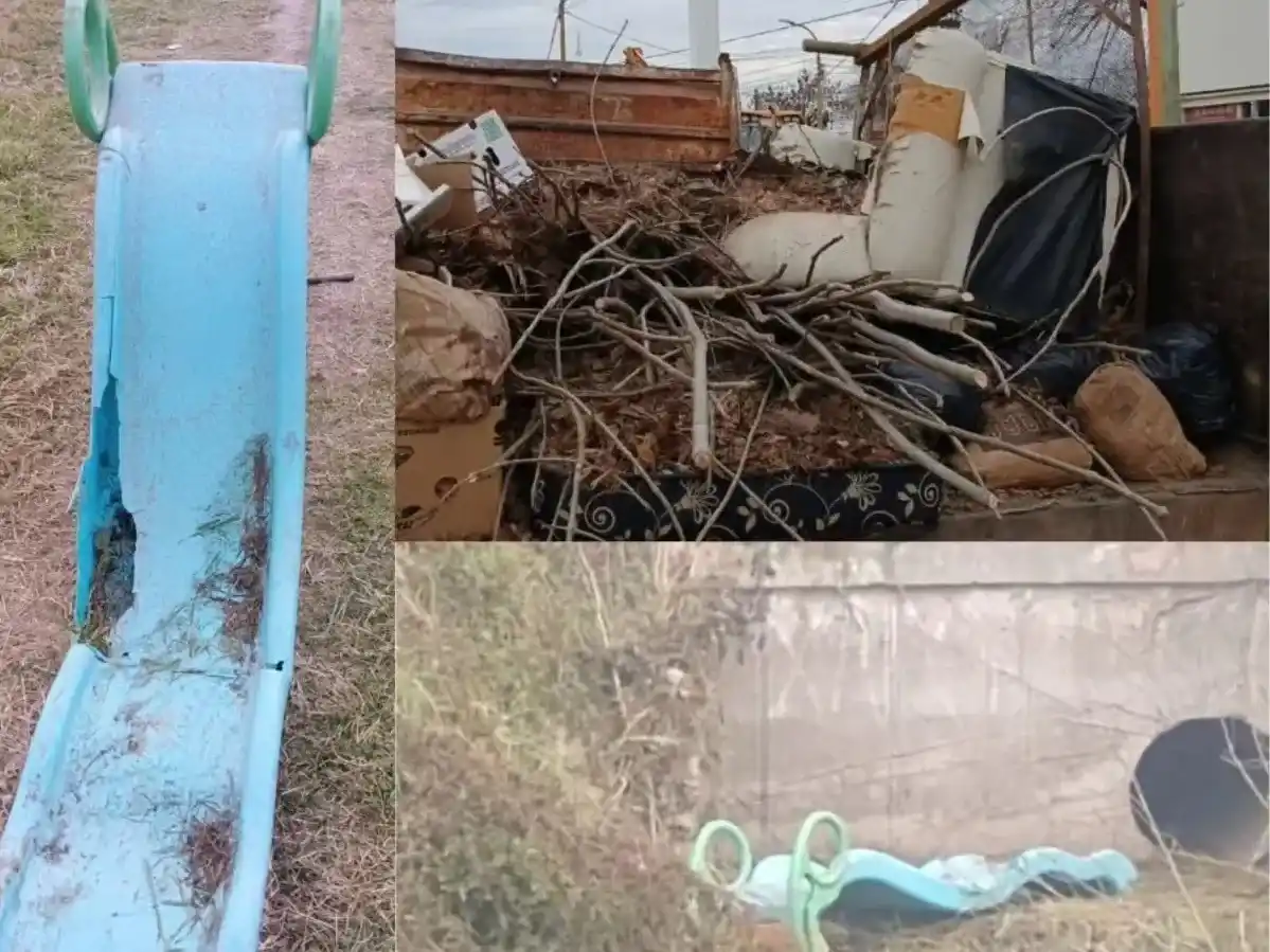 Durante la limpieza hallaron desde un tobogán hasta un sillón. Foto: Municipalidad de Firmat.