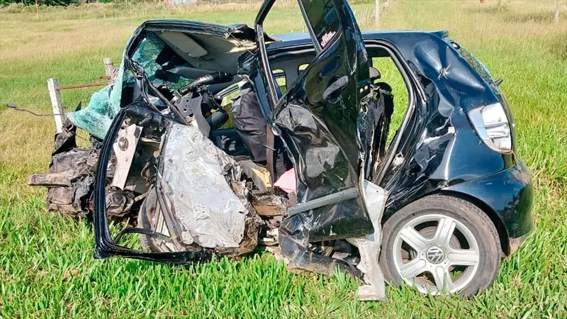 Estado del Volkswagen Fox en el que se movilizaba la familia Telliz