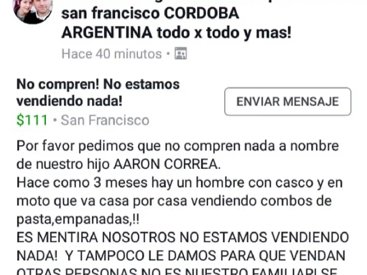 La familia de Aarón Correa alerta sobre ventas falsas 