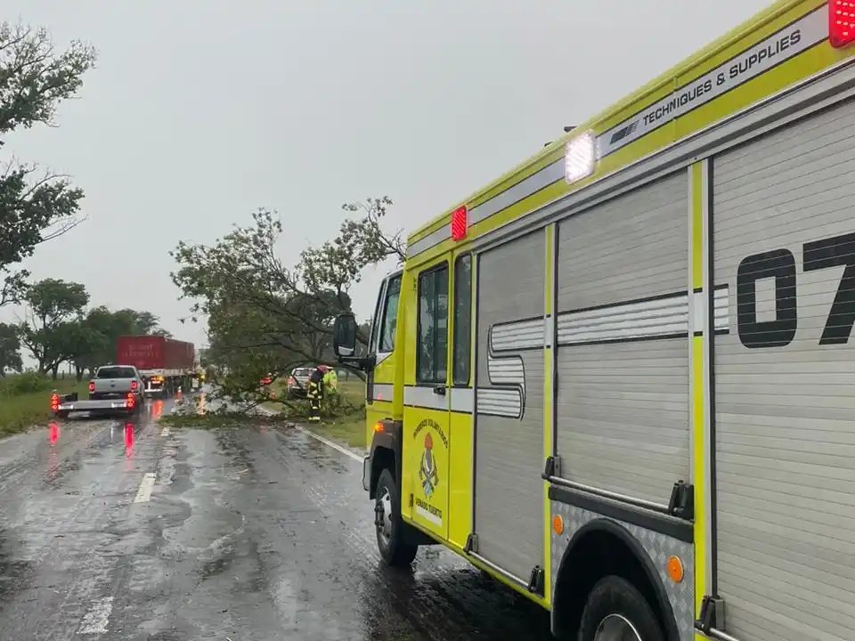 Las lluvias dejaron diferentes daños en la ciudad y alrededores. Crédito: Bomberos de Venado Tuerto.
