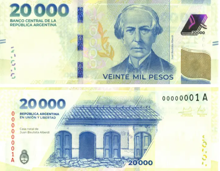 Billete de $20.000