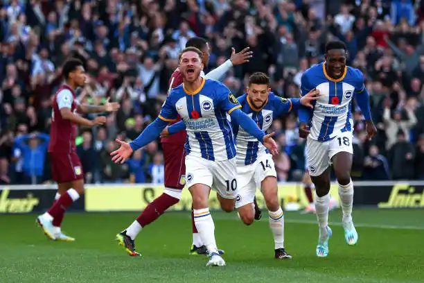 Mac Allister festeja el tempranero gol de Brighton.