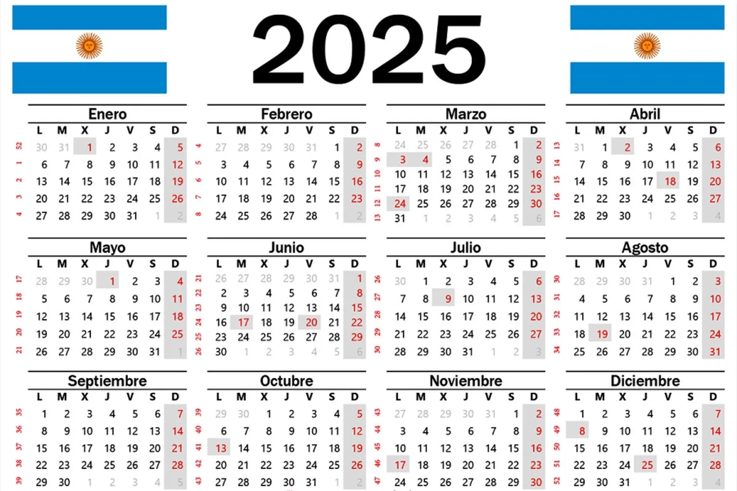 Cuándo habrá fines de semana largos en el 2025?