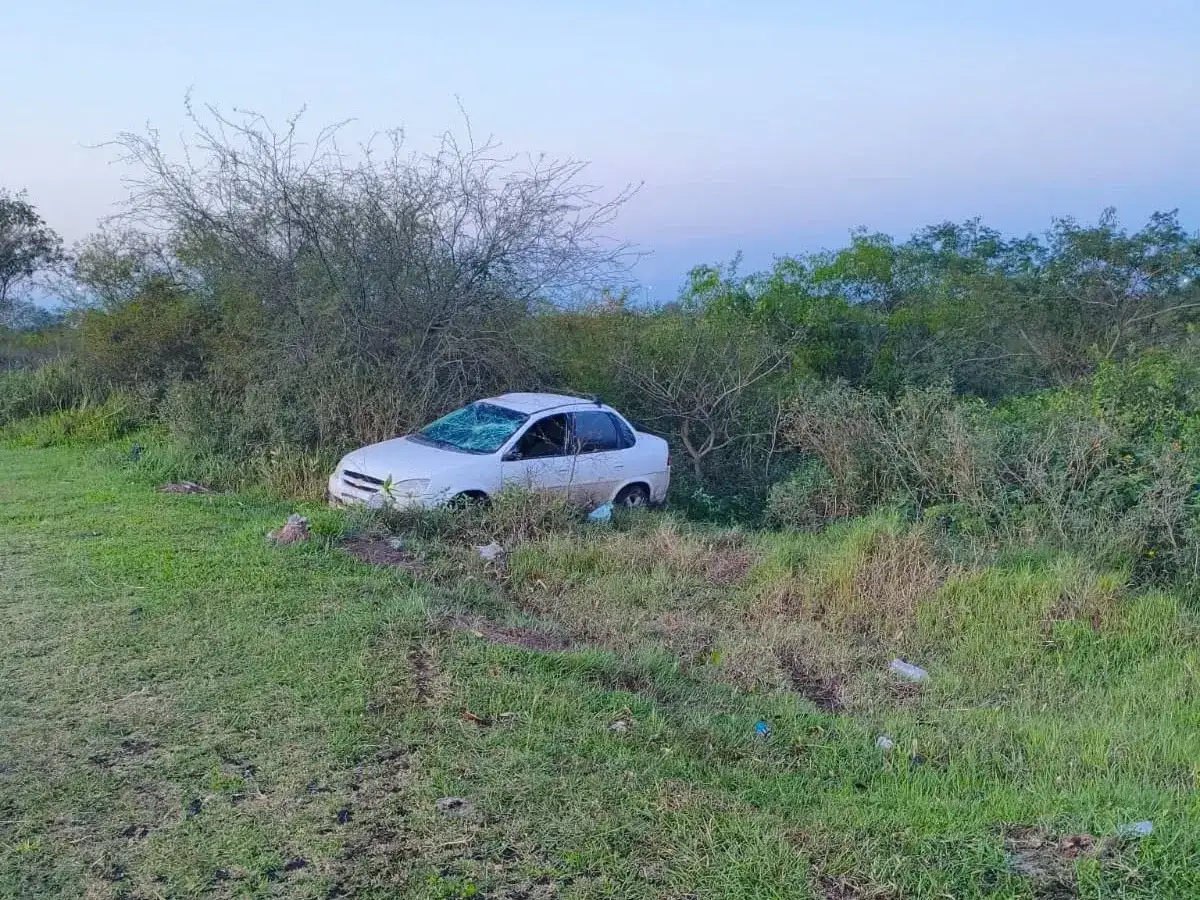 Una conductora perdió el control y terminó entre las malezas