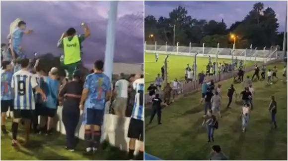 Impactantes videos: suspendieron Argentino de Rojas - Juventud de Pergamino por graves incidentes entre hinchadas
