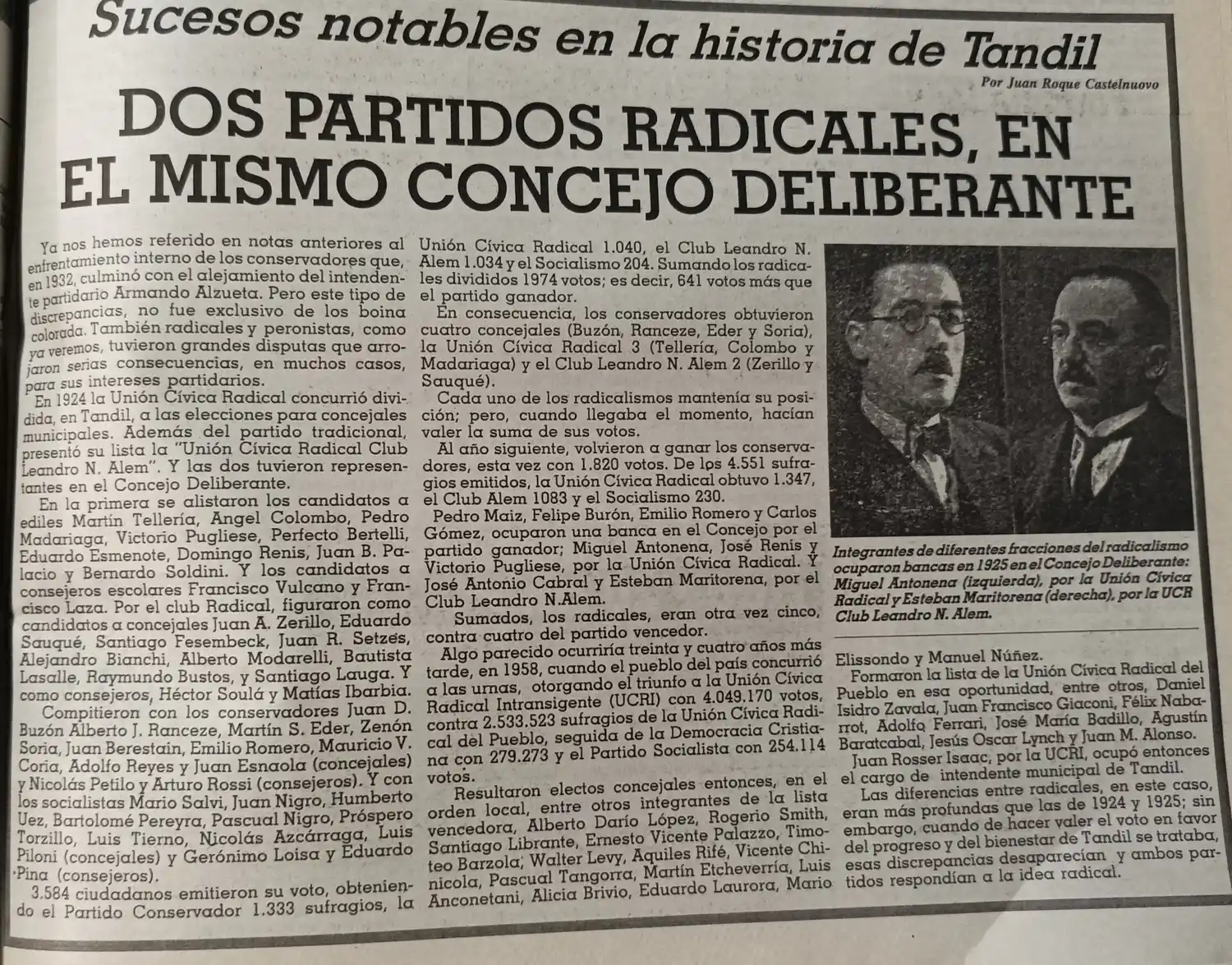 Dos partidos radicales, en el mismo Concejo Deliberante