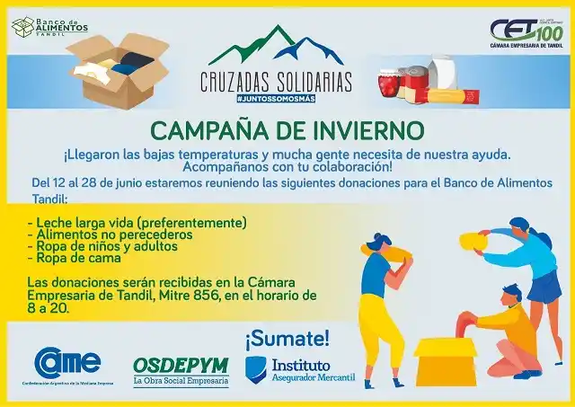 "Cruzadas Solidarias", la campaña de la CET para ayudar a fundaciones benéficas de Tandil
