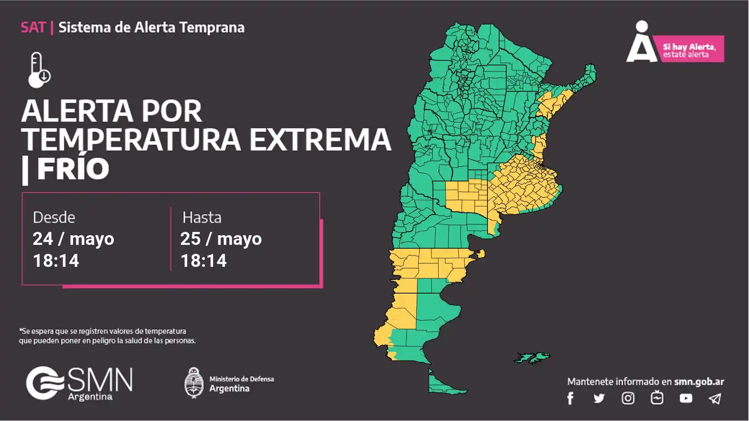 alerta amarilla bajas temperaturas