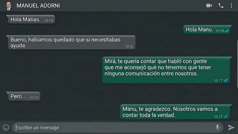 Se conocieron los chats de Adorni con el testigo que más lo complicó antes de declarar