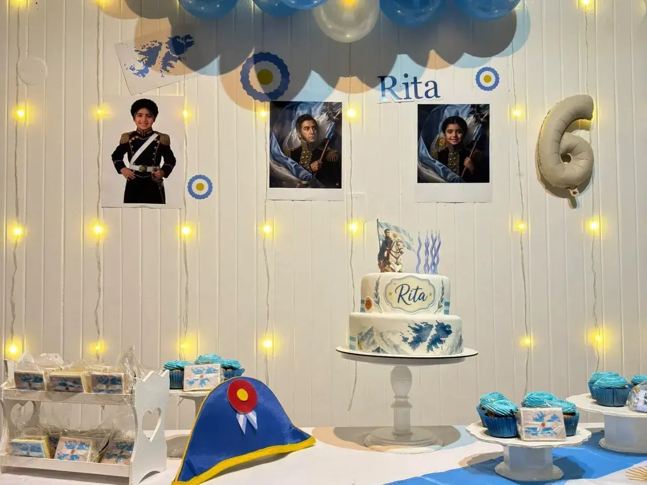 Una nena de San Cayetano se volvió viral por elegir a San Martín y las Malvinas como temática de su cumpleaños