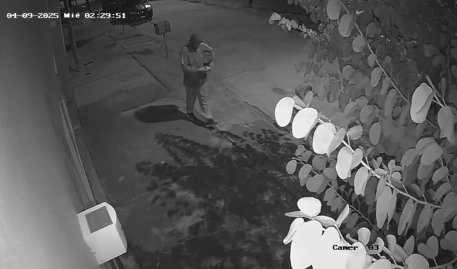 Imágenes de uno de los delincuentes en la cámara de seguridad del sector.