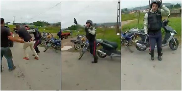 ¡FUERA DE SÍ! Policía dispara durante protesta por gasolina en Bejuma