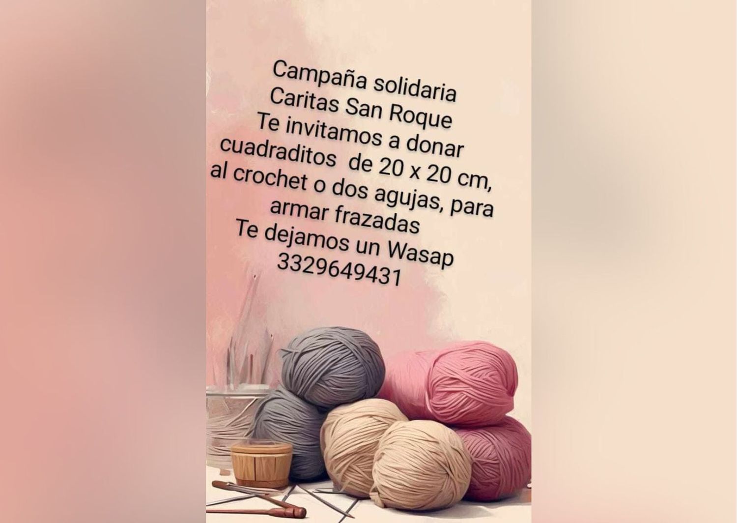 El grupo Caritas pide donaciones para tejer frazadas