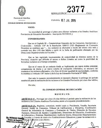 Amplían plazo para reclamar por los listados analíticos provisorios