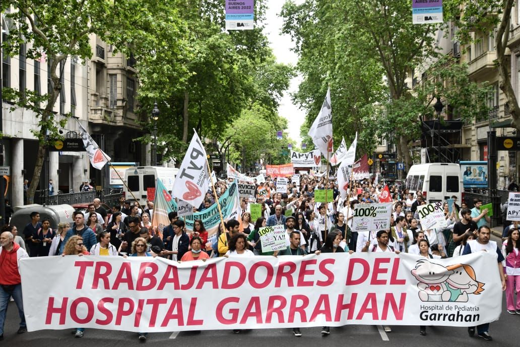 Marcha y paro de los trabajadores del Garrahan