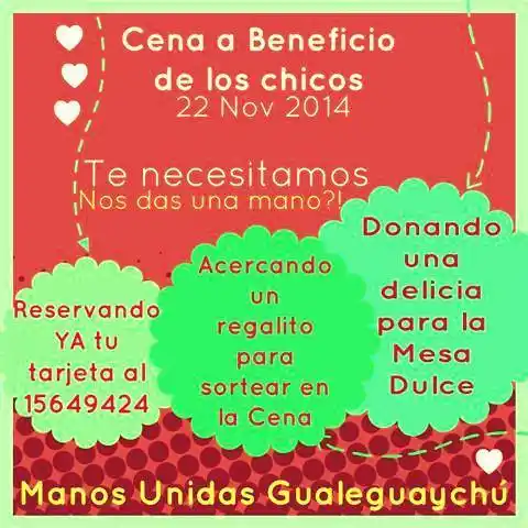Manos Unidas organiza una cena a beneficio de todos sus chicos