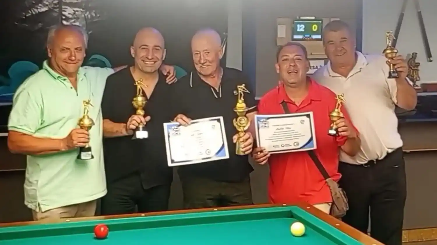 El top 5. Del ATP Billar Necochea 2025, con Tabárez como ganador