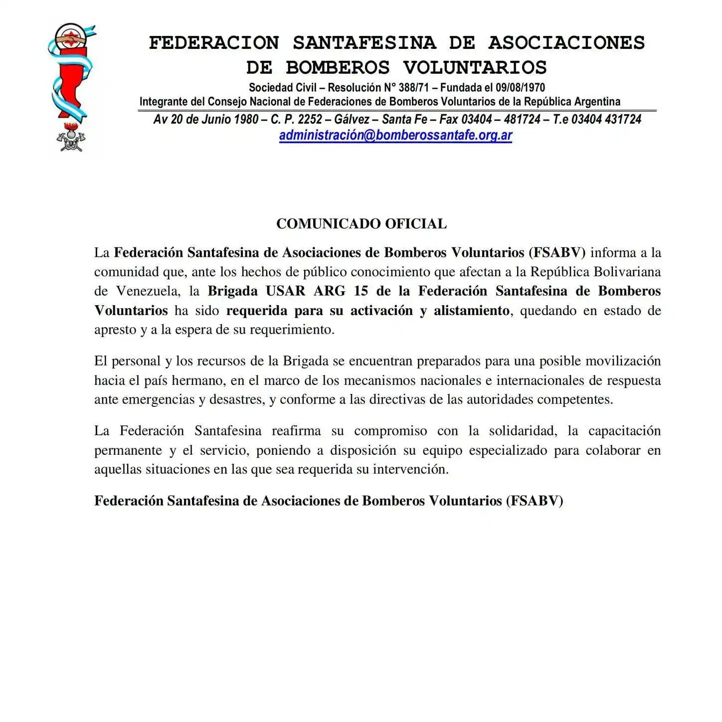 comunicado FSABV