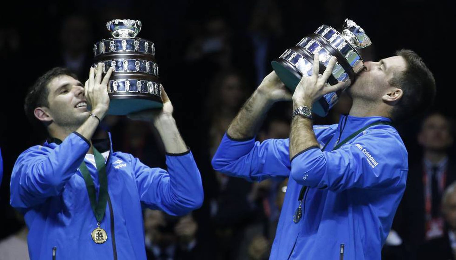 Delbonis y Del Potro, en Zagreb, tras ganar la Copa Davis 2016. Serán rivales en el Argentina Open.