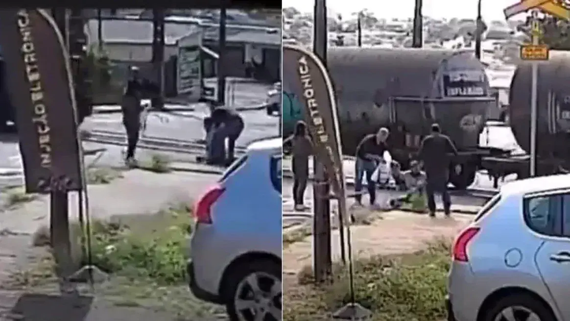 VIDEO | Salvó a un jubilado segundos antes de ser atropellado por un tren en Brasil