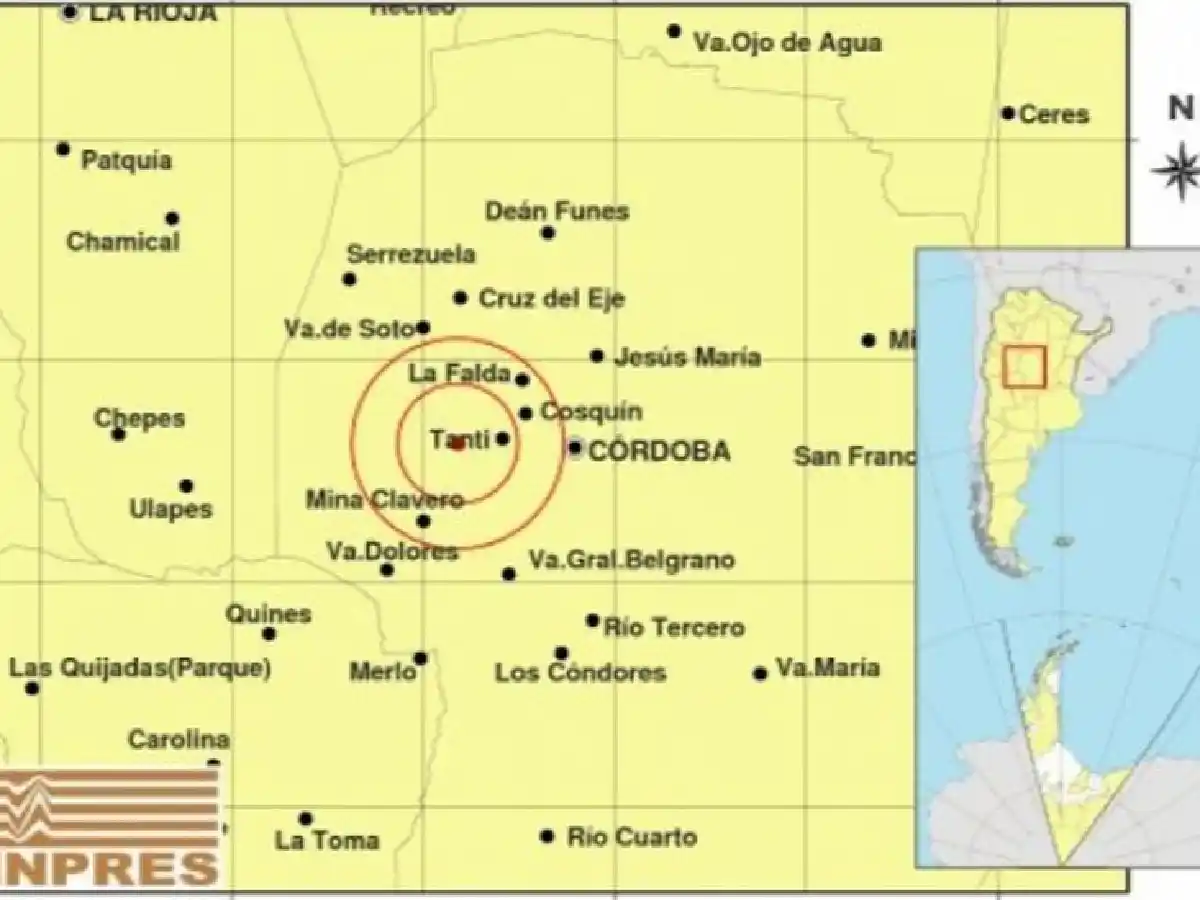 Un temblor de 3.3 grados sacudió a la siesta cordobesa