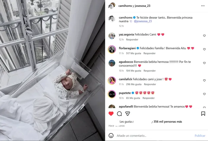 A pesar de la controversia por el nombre elegido, la publicación explotó de me gustas y comentarios positivos hacia la pareja, reuniendo un total de 356 mil likes al momento.