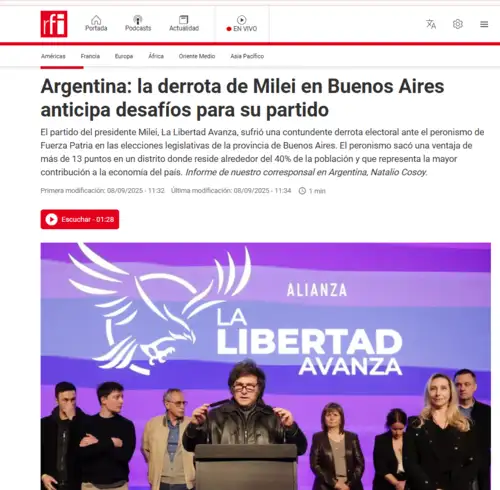 Ecos en medios internacionales de la derrota de Milei