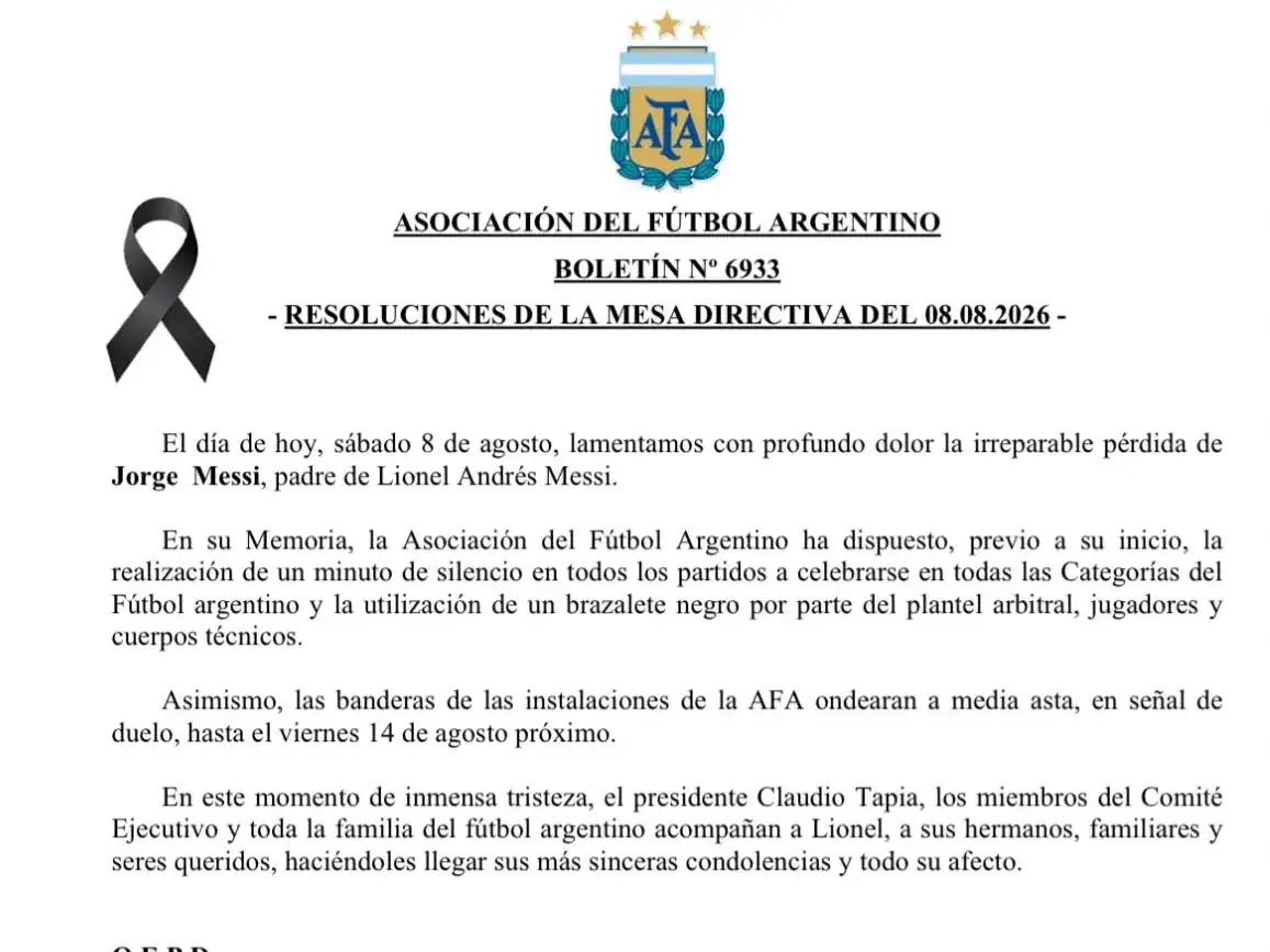 comunicado de la AFA