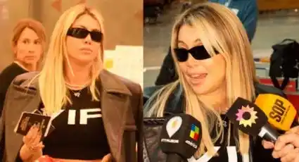 Previo a subir al avión, la conductora diálogo con la prensa.