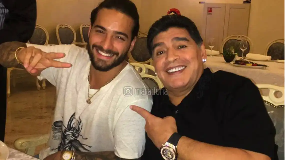 Maluma y Maradona cenaron juntos en Rusia