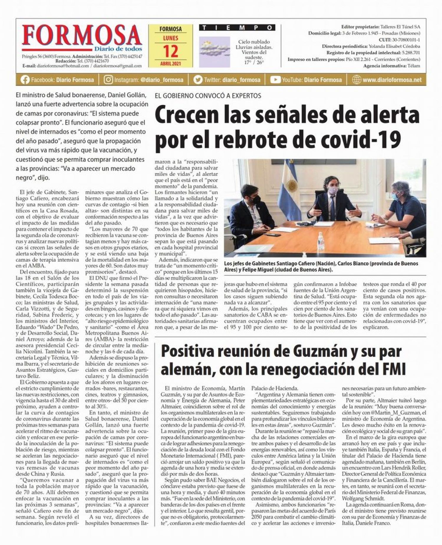 Tapa y Contratapa 12 de abril de 2021