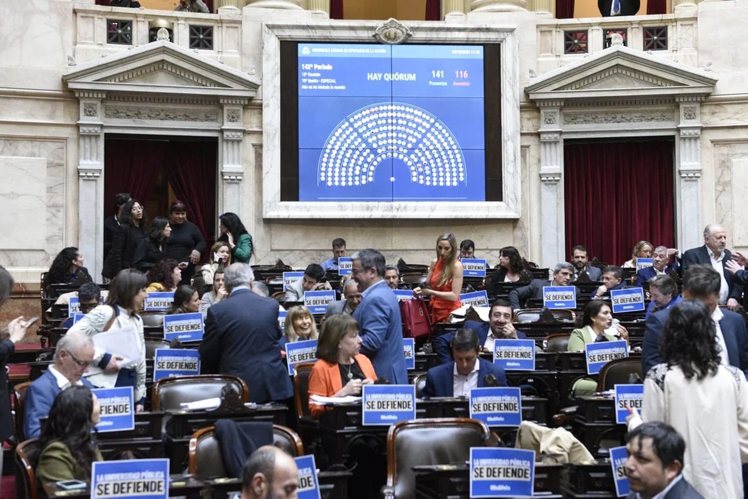 Diputados sesiona para tratar el veto a la ley de financiamiento de las universidades.