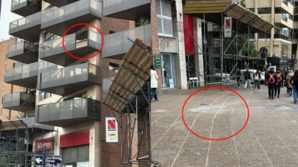 El vidrio cayó de un edificio de Plaza España. (Foto: La Voz del Interior).