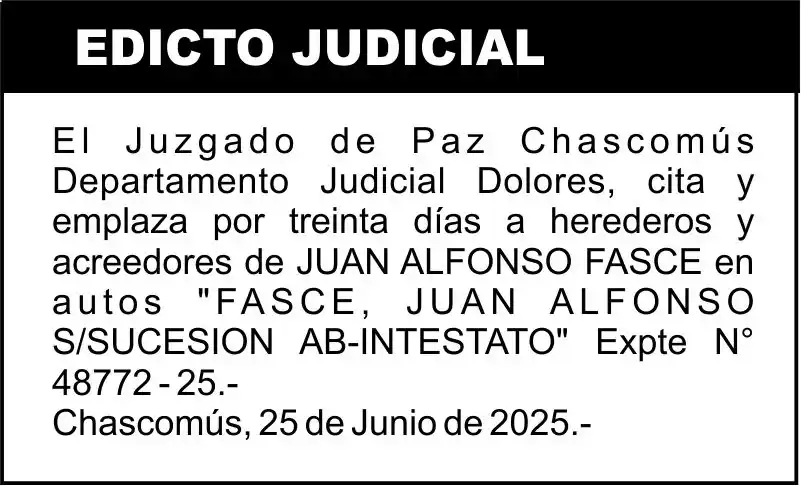 FASCE, JUAN ALFONSO S/SUCESION AB-INTESTATO