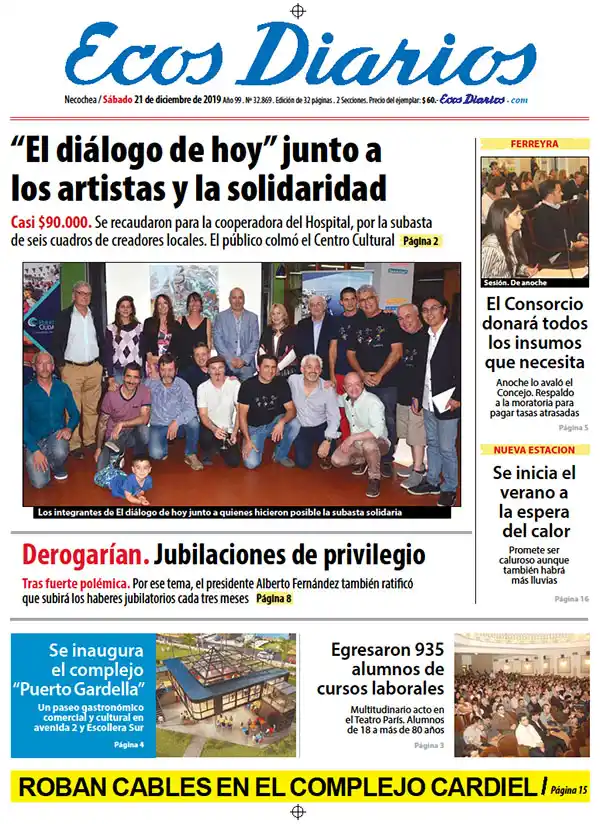 Tapa del 21 de diciembre de 2019